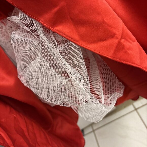 NWT Red Beaded Satin Lace Off Shoulder Ball Gown. White By Soieblu. Formal. Sz L - Picture 8 of 15